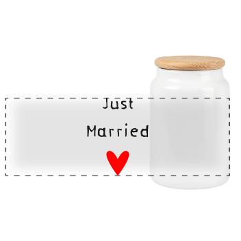 PAAR. GERADE VERHEIRATET. Junggesellinnenabschied. VALENTINSTAG. LIEBE. - Panorama Keksdose mit Holzdeckel - Weiß - Vorne