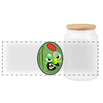 OLIVES VERTES POIVRONS DE DESSIN ANIMÉ - Boîte à biscuits avec couvercle en bois - blanc - Devant