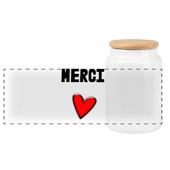MERCI. MAÎTRESSE. MAÎTRE. MERCI MAÎTRESSE - Boîte à biscuits avec couvercle en bois - blanc - Devant