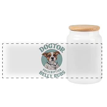 Dogtor's Prescription: Belly Rubs - Panorama Keksdose mit Holzdeckel - Weiß - Vorne