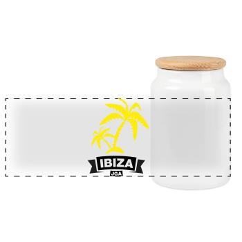 IBIZA – JGA unter Palmen - Panorama Keksdose mit Holzdeckel - Weiß - Vorne