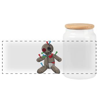 Phasmophobia Voodoo Puppe mit bunte Nadeln - Panorama Keksdose mit Holzdeckel - Weiß - Vorne