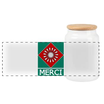 THANK YOU. MISTRESS. MASTER. THANK YOU MISTRESS - Panoramic Cookie Jar with Wooden Lid - white - Front