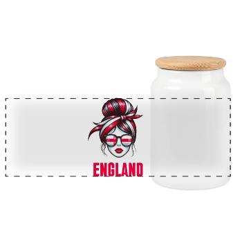 Stilvolles England Girl: Retro-Chic mit modernem Twist - Panorama Keksdose mit Holzdeckel - Weiß - Vorne