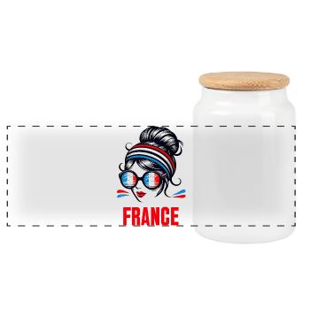 Stylisches France Girl: Retro-Chic mit modernem Twist - Panorama Keksdose mit Holzdeckel - Weiß - Vorne