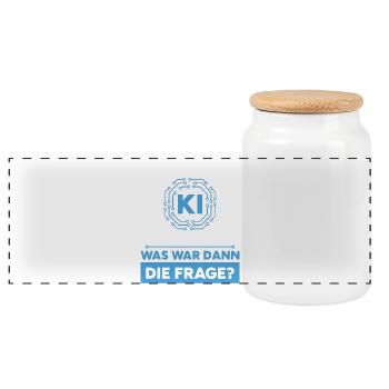Artificial Intelligence Question Answer Saying - Panoramic Cookie Jar with Wooden Lid - white - Front