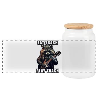 Guitare raccoon métalleux - Boîte à biscuits avec couvercle en bois - blanc - Devant