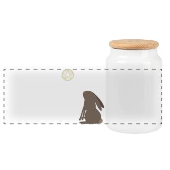 Magical Wiccan Hare and Pentacle Moon - Panoramic Cookie Jar with Wooden Lid - white - Front