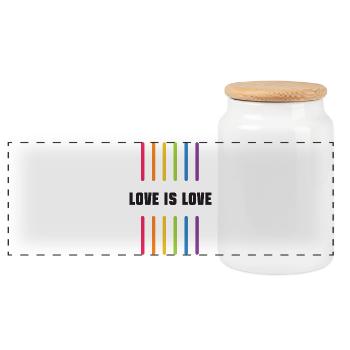 LGBT Pride Month - Love is Love - Panoramic Cookie Jar with Wooden Lid - white - Front