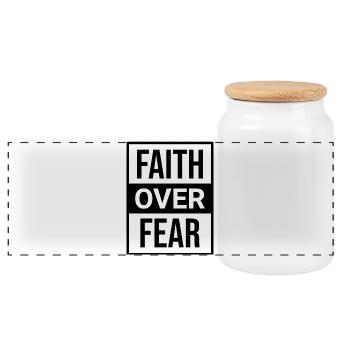 Text Glaube Über Angst Motivation Religion T-Shirt - Panorama Keksdose mit Holzdeckel - Weiß - Vorne
