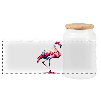 Flamant rose polygonal - Boîte à biscuits avec couvercle en bois - blanc - Devant
