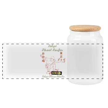 Tokyo Surfer Dude - Panoramic Cookie Jar with Wooden Lid - white - Front