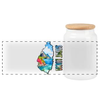 Carte à l’aquarelle de Sainte-Lucie - Boîte à biscuits avec couvercle en bois - blanc - Devant