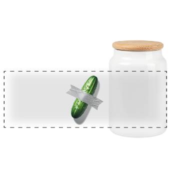 Cucumber on Wall - The Next Big Art Meme! - Panoramic Cookie Jar with Wooden Lid - white - Front