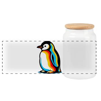 Pingouin - Boîte à biscuits avec couvercle en bois - blanc - Devant