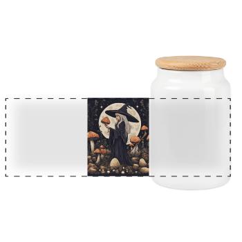 MinervaShop - Panoramic Cookie Jar with Wooden Lid - white - Front