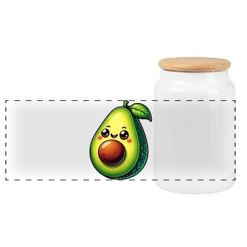 Avocat - Boîte à biscuits avec couvercle en bois - blanc - Devant