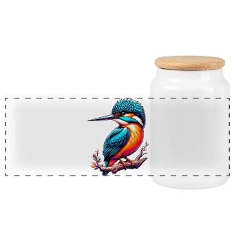 Eisvogel - Panorama Keksdose mit Holzdeckel - Weiß - Vorne