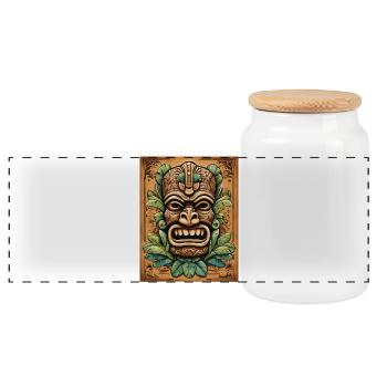 Masque Tiki - Boîte à biscuits avec couvercle en bois - blanc - Devant