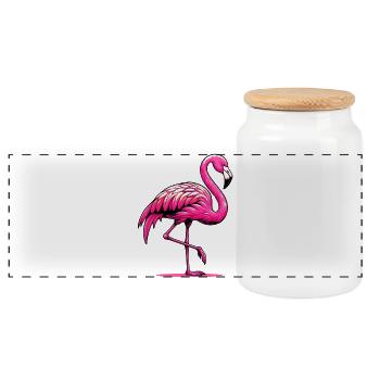 Flamant - Boîte à biscuits avec couvercle en bois - blanc - Devant