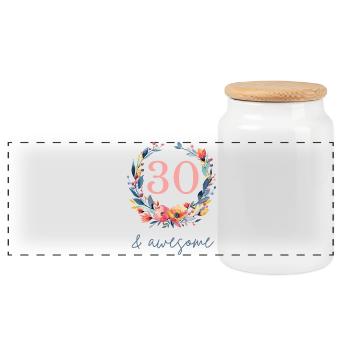 30 et génial ! personnalisable - Boîte à biscuits avec couvercle en bois - blanc - Devant