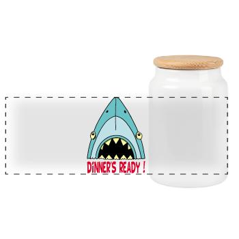 Requin qui a faim - Boîte à biscuits avec couvercle en bois - blanc - Devant