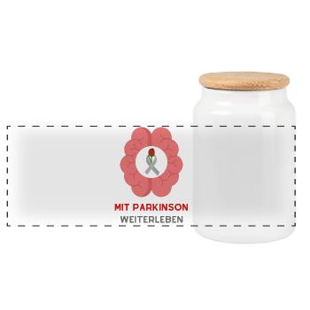 Living on with Parkinson's: Strength and Hope - Panoramic Cookie Jar with Wooden Lid - white - Front
