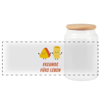 Amis pour la vie - Boîte à biscuits avec couvercle en bois - blanc - Devant