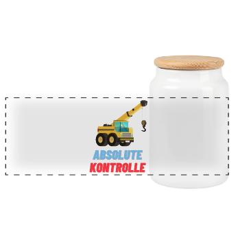 Absolute control - Panoramic Cookie Jar with Wooden Lid - white - Front