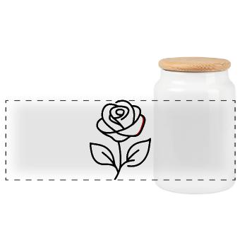 minimalist standing rose - Panoramic Cookie Jar with Wooden Lid - white - Front