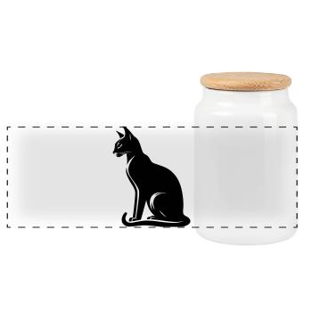 Abyssinian Cat - Panoramic Cookie Jar with Wooden Lid - white - Front