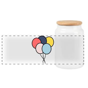 BALL. ANNIVERSARY. HAPPY BIRTHDAY - Panoramic Cookie Jar with Wooden Lid - white - Front