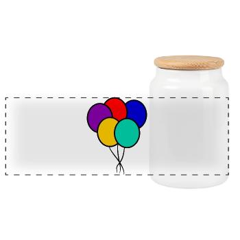 BALL. ANNIVERSARY. HAPPY BIRTHDAY. HAPPY BIRTHDAY - Panoramic Cookie Jar with Wooden Lid - white - Front