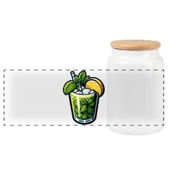 Mojito Cocktail Rum Limette Minze - Panorama Keksdose mit Holzdeckel - Weiß - Vorne