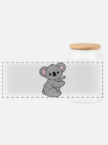 Koala Koalabär - Panorama Keksdose mit Holzdeckel - Weiß