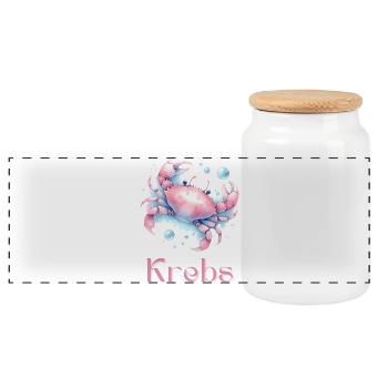Elegantes Krebs Sternzeichen Aquarell Geschenk - Panorama Keksdose mit Holzdeckel - Weiß - Vorne