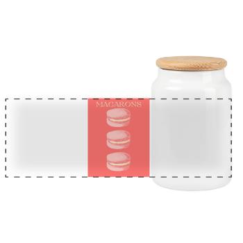 MACARONS - Panorama Keksdose mit Holzdeckel - Weiß - Vorne