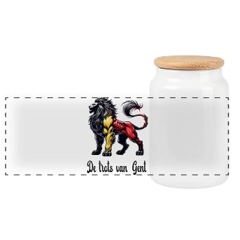 Motif du drapeau lion de Gand - Boîte à biscuits avec couvercle en bois - blanc - Devant