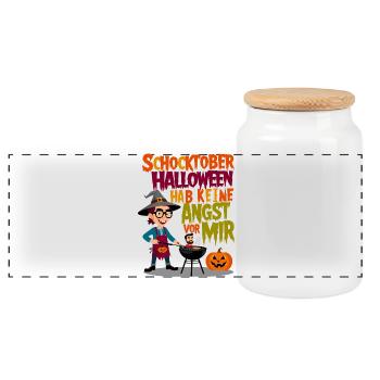 Choc Halloween - Boîte à biscuits avec couvercle en bois - blanc - Devant