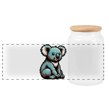 Koala - Panoramic Cookie Jar with Wooden Lid - white - Front