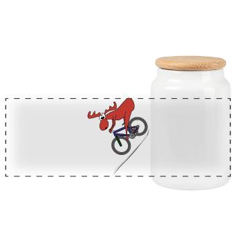 Elch MTB Downhill - Panorama Keksdose mit Holzdeckel - Weiß - Vorne
