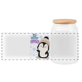 Niedlicher Winter-Pinguin-Pullover für Damen, ich bin schneeweiß süß - Panorama Keksdose mit Holzdeckel - Weiß - Vorne