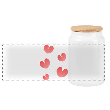 HEART. NOEL. CHRISTMAS. HEARTS. HEART. FATHER's DAY - Panoramic Cookie Jar with Wooden Lid - white - Front
