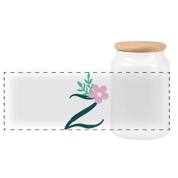 Eleganter Buchstabe 'Z' mit Blumen - Panorama Keksdose mit Holzdeckel - Weiß - Vorne