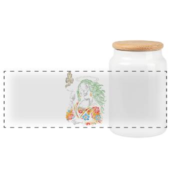 Floral Halo Mona – Retro Smoking Art Design - Boîte à biscuits avec couvercle en bois - blanc - Devant