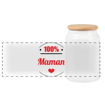 100% Maman - Fête des Mères - Boîte à biscuits avec couvercle en bois - blanc - Devant