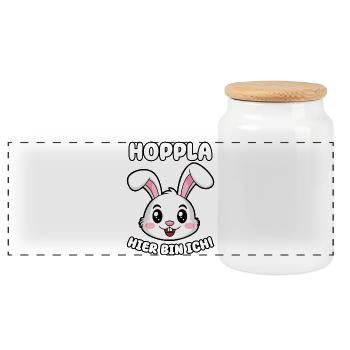 Oops, here I am! - Panoramic Cookie Jar with Wooden Lid - white - Front