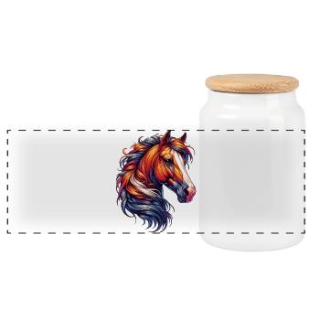 Cheval - Boîte à biscuits avec couvercle en bois - blanc - Devant