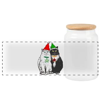 LES CHATS DE NOËL - Boîte à biscuits avec couvercle en bois - blanc - Devant