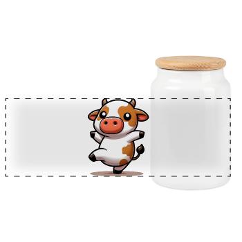 Vache - Boîte à biscuits avec couvercle en bois - blanc - Devant